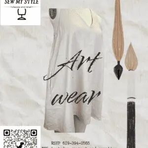 Sleeveless linen dress on mannequin with "Art wear"