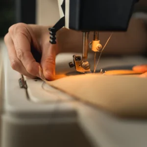 Close-up of sewing machine in use